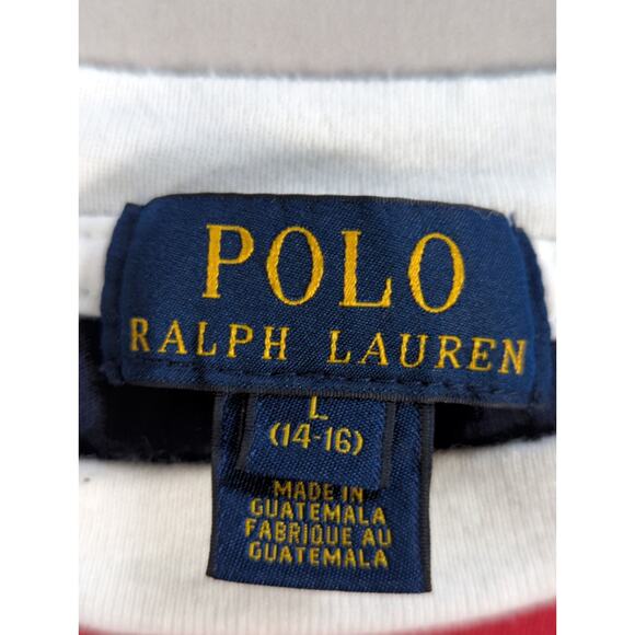 Polo Ralph Lauren Boys/Teens L (14‑16) Crest Logo T‑Shirt Red Navy Sleeve - Picture 2 of 15